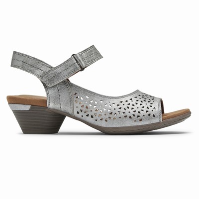 Sandálias Rockport Cobb Hill Laurel Perforated Mulher Prateadas PT-41763